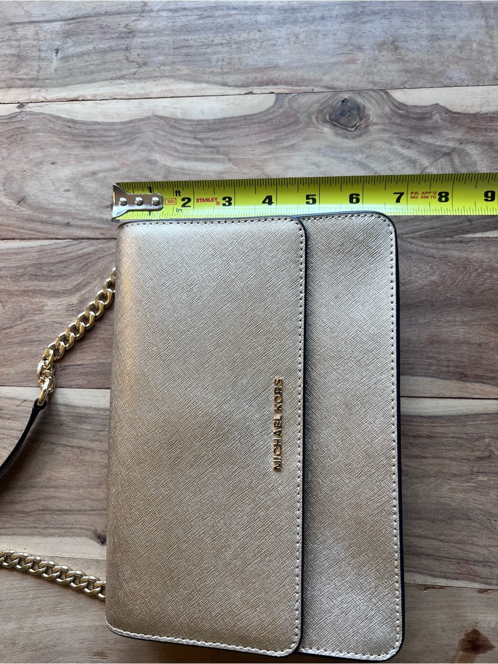 Michael Kors Metallic Gold Leather Double-Compartment Crossbody - Picture 16 of 16